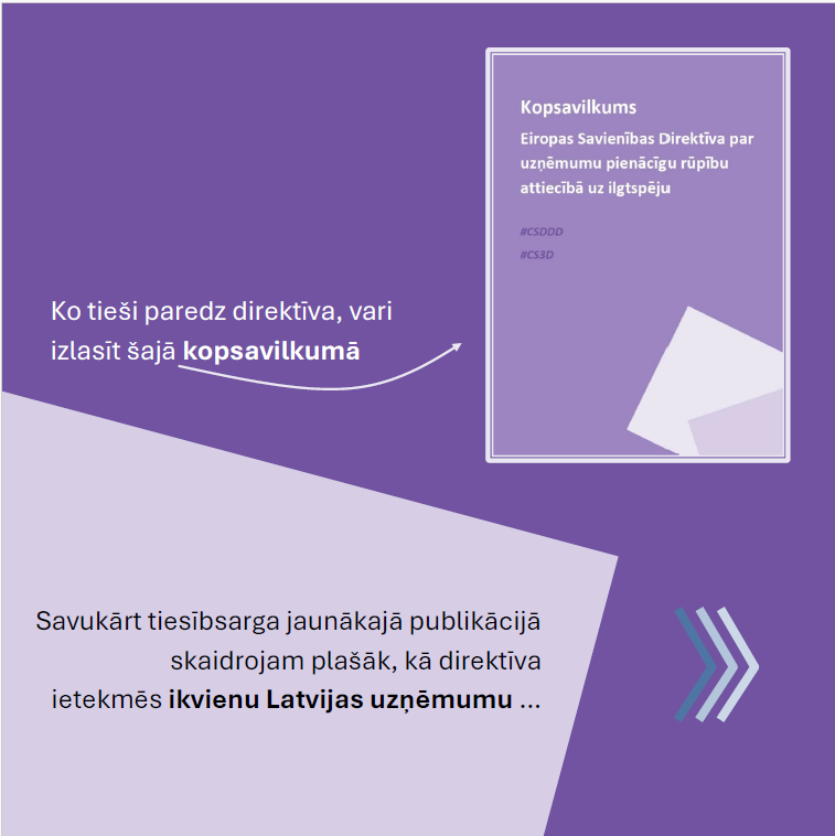 Ko tieši paredz direktīva, vari izlasīt šajā kopsavilkumā -Kopsavilkums Eiropas Savienības Direktīva par uzņēmumu pienācīgu rūpību attiecībă uz ilgtspēju #CSODD #CS3D Savukārt tiesībsarga jaunākajā publikācijā skaidrojam plašāk, kā direktīva ietekmēs ikvienu Latvijas uzņēmumu …